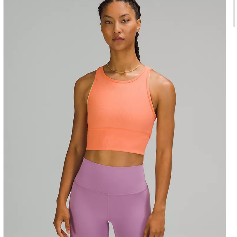 Lululemon Power pivot ribbed tank top. Golden apricot. Sz 10